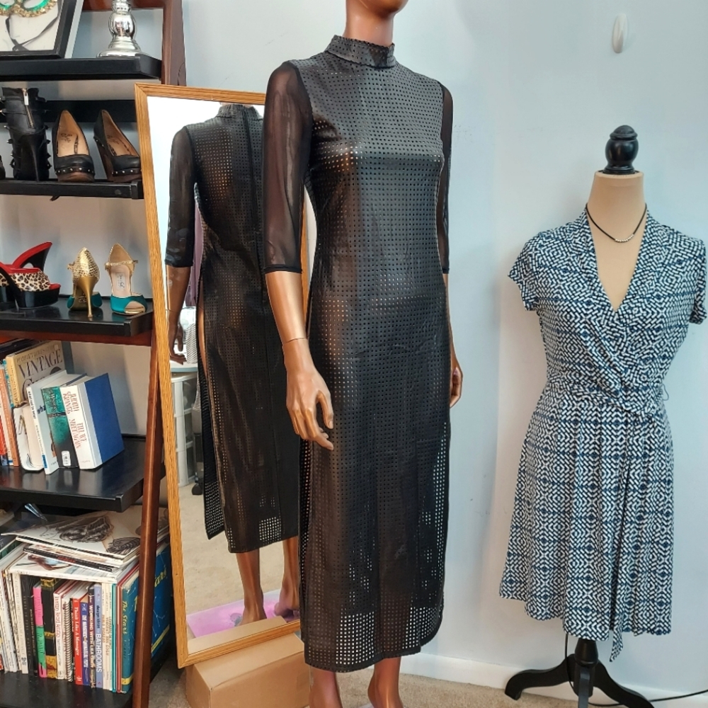 Goth style Perforated Faux Leather Dress by Reverence Dance